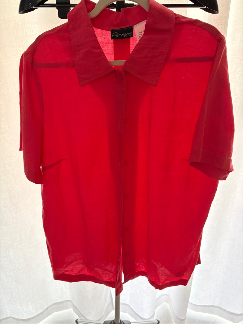 Bright Red Button-Down Short Sleeve Shirt by Componix 16w